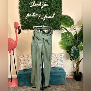 Eloquii Sage Vegan Leather High-Waist Paperbag Pants